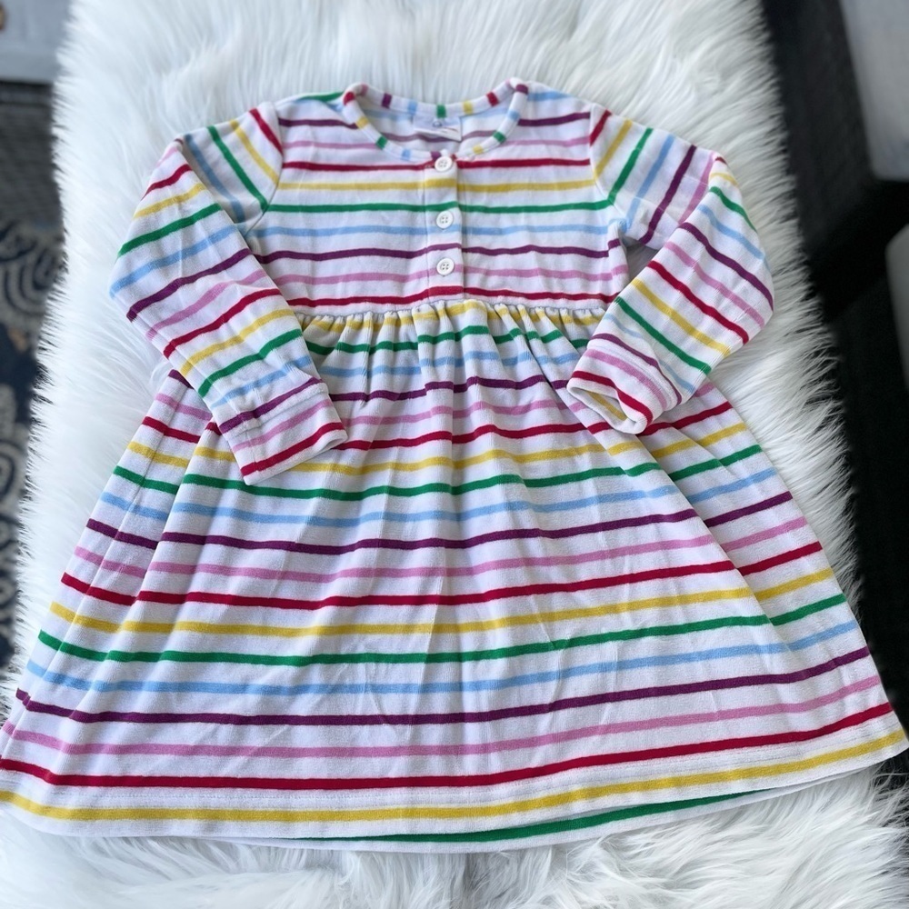 Hanna Andersson | Velour Multi-Color Striped Dress |  Size 5 (110)